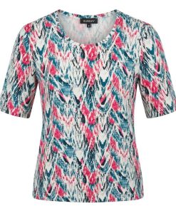 Sunday dames blouson met print, elastische zoom en korte mouwen van viscose
