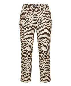 Robell Rose09 stretchbroek voor dames met bruin-beige zebraprint in bengaline kwaliteit
