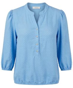 Sensia dames blouson blouson lichtblauw met structuurstof en elastische zoom