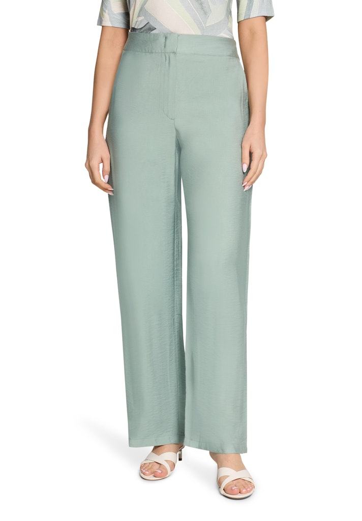 Betty Barclay dames broek groen relaxed fit met hoge taille en wijde pijpen