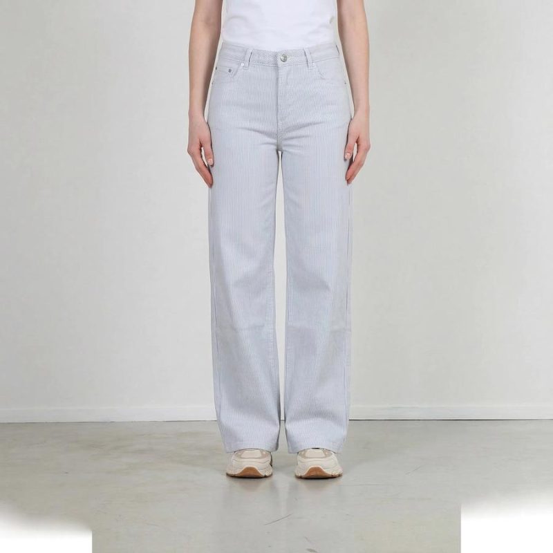 New Star broek 'Neva' gestreept lichtblauw 