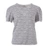 Enjoy dames shirt donkerblauw wit horizontaal gestreept met korte mouwen