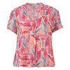 Roze dames blouson van Enjoy met een kleurrijke grafische print, V-hals en korte mouwen