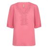 Soyaconcept dames shirt Babette roze 100% katoen met lange mouwen en subtiele textuur