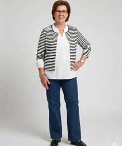 Witte Brax blouse en WIde leg jeans