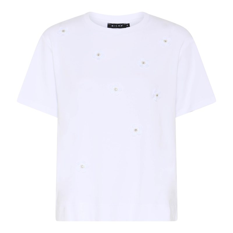 Micha Shirt wit - Bloemen met Strass 
