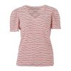 Enjoy dames shirt rood wit horizontaal gestreept met 3/4 mouwen en ronde hals