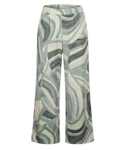 Betty Barclay dames broek met blauw-groene grafische print en comfortabele pasvorm