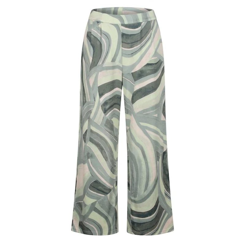 Betty Barclay Broek Grafisch Blauw/Groen - Comfortabele Jersey Pantalon 