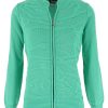Leona per Donna dames vest model Wendy groen gebreid met knopen en ronde hals