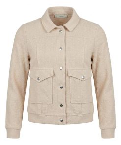 Beige Sensia damesjasje model Richelle in stretch kwaliteit met knoopsluiting