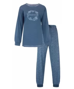 Dames pyjama Medaillon blauw