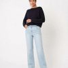 Toni dames jeans met wijde pijp (wide leg) in blauwe stretch denim en comfortabele taille