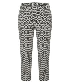 Sensia dames broek model Pita beige bewerkt met subtiele print en bengaline stretch