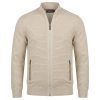 Beige herenvest van Chris Cayne met horizontale ribbelstructuur, volledige ritssluiting en ritszakken