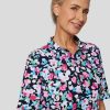 Rabe dames poloshirt met korte mouwen en blauwe bloemenprint van 100 procent katoen