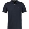Donkerblauw Lerros heren poloshirt met ritssluiting en fijne wafelstructuur in de stof