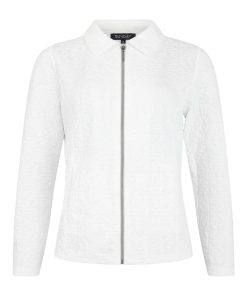 Sunday dames jasje in crème met kraag, lange mouwen en reliëfpatroon.