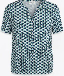 Sensia dames blouson jasje met groen blauwe bloemenprint van travelstof