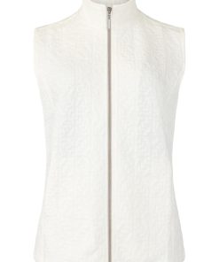 Crèmegekleurd Sunday dames gilet met fijne reliëfstructuur en rits