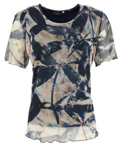 Leona per Donna Shirt - Blauw Beige - Dubbellaags Mesh