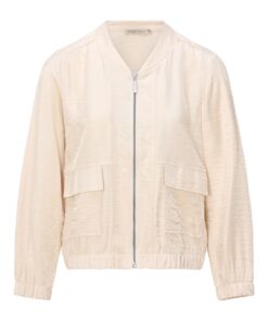 Dreamstar dames jasje model Hanis in kiezel beige met glinstering, ritssluiting en grote opgestikte zakken.