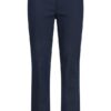 Donkerblauwe Robell Marie jeans voor dames met rechte pijpen, elastische tailleband en kleine zijsplit onderaan.