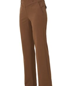 Dreamstar dames broek model Montel in bruin, uitgevoerd in travel kwaliteit met een rechte pijp en steekzakken.