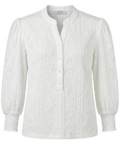 Marinello 6/8 dames relax broek met marineblauw abstract dessin en elastische tailleband.