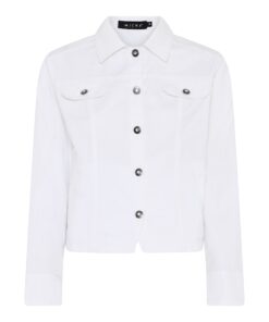 Wit katoenen damesjasje van Micha met knopen en borstzakjes in stretch denim kwaliteit