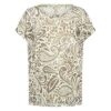 Soyaconcept Panike T-shirt met een gedetailleerde paisley print in de kleuren groen, khaki en crème.
