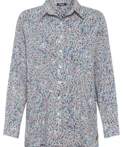 Olsen blouse met blauw / oranje dessin