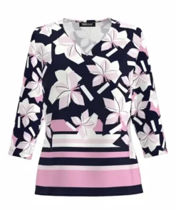 * Shirt Frank Walder marine roze v hals