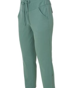 Mintgroene Dreamstar Capri Kick 3/4 broek van travelkwaliteit met ritsjes onderin en een striksluiting in de taille
