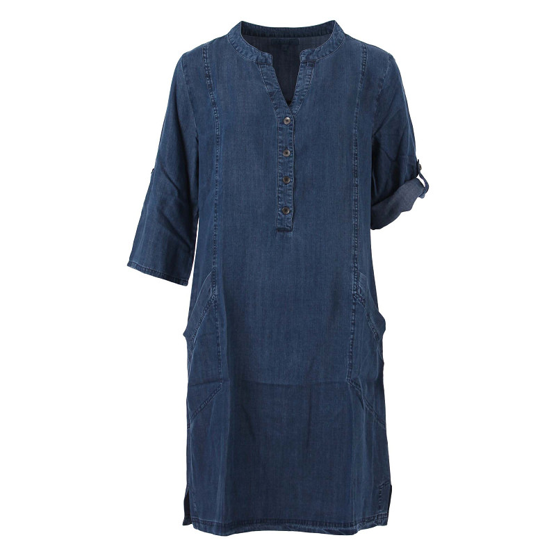 Enjoy Jurk 3/4 Mouw Denim Blue