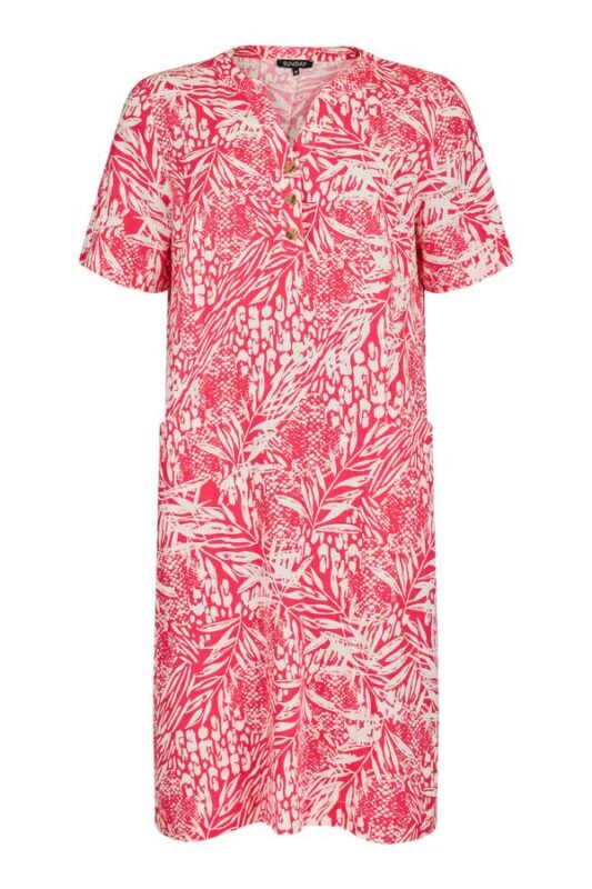 Sunday jurk print koraalroze 