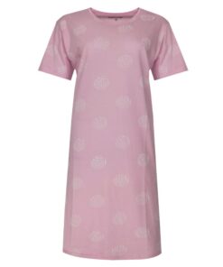 Temptation dames nachthemd in roze met witte stippen, korte mouwen en ronde hals
