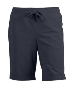 Marineblauwe Enjoy bermuda dames korte broek van kreukvrije travel kwaliteit stretchstof met een lengte van 50 cm