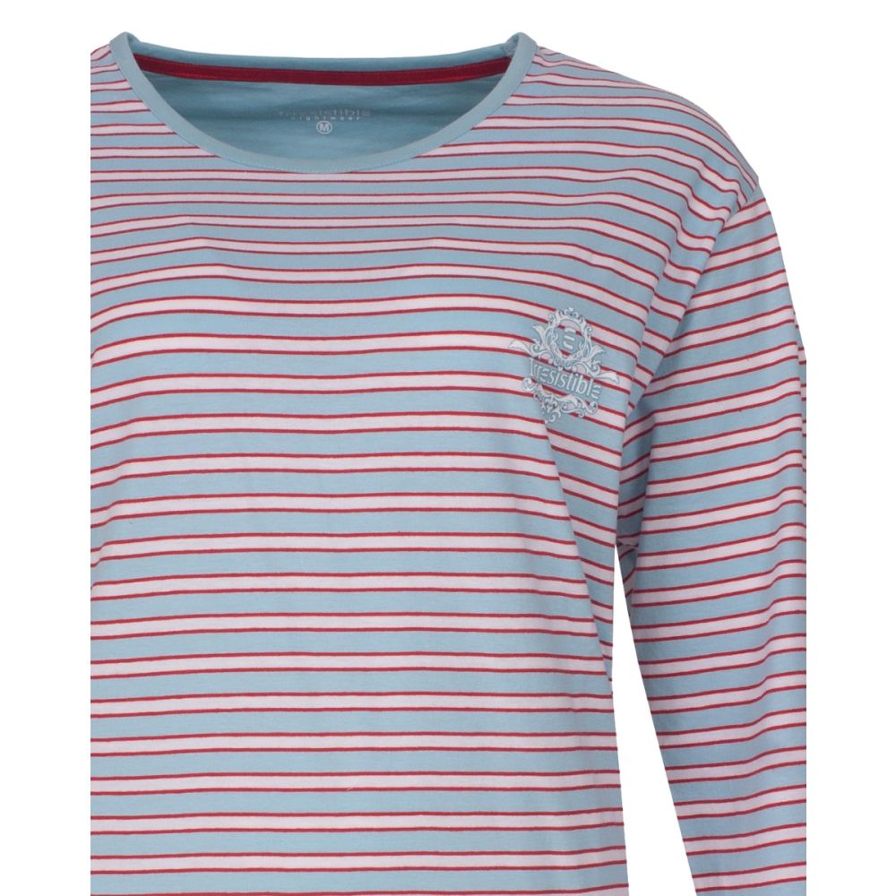 Irristible Dames Pyjama Lichtblauw Gestreept - Afbeelding 2