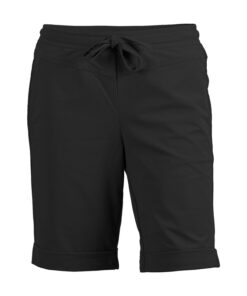 Zwarte Enjoy bermuda dames korte broek van kreukvrije travel kwaliteit stretchstof met een lengte van 50 cm