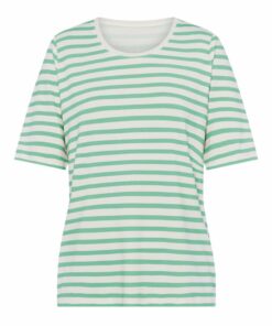 Frank Walder Shirt Gestreept - Luchtige Viscose Mix - Groen/Wit