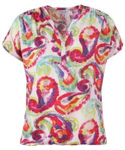Enjoy T-shirt kleurrijk met multicolor paisley print, V-hals en kapmouwtjes - model 183607_015_01.jpg