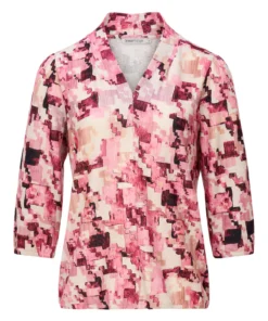 Dreamstar dames blouson Beluga met roze grafisch motief, V-hals en elastische zoom