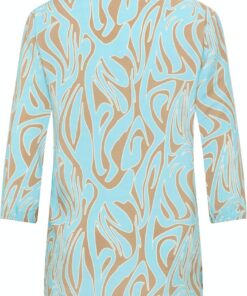 Barbara Lebek blouse turquoise / taupe - Afbeelding 2