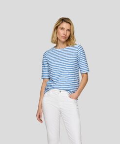 Rabe Shirt Lichtblauw Gestreept - T-shirt met Reliëf Structuur - Afbeelding 2