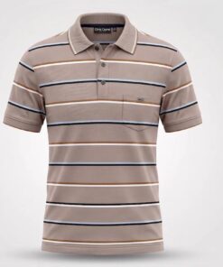 Chris Cayne Poloshirt Heren camel gestreept - Afbeelding 2