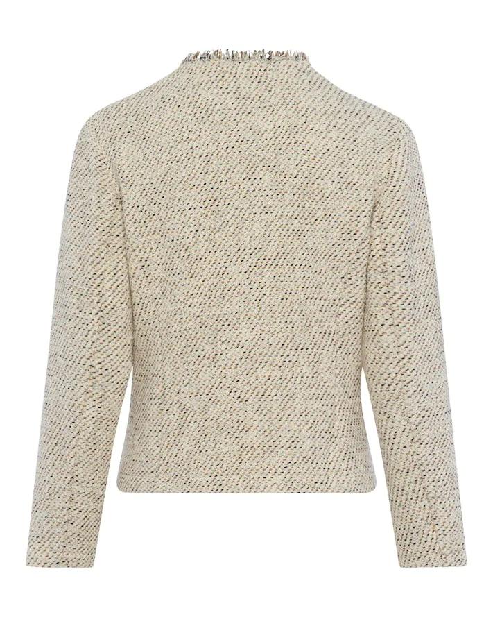 Frank Walder Blazer Gemeleerd Beige Marine - Luxe Katoenmix met Rafels - Afbeelding 2