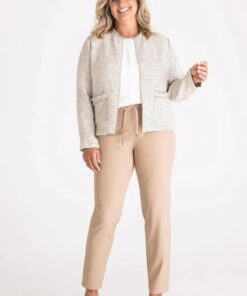 Frank Walder Blazer Gemeleerd Beige Marine - Luxe Katoenmix met Rafels - Afbeelding 4