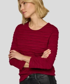 Rabe Damesshirt Merlot met Grove Ribbelstructuur - Afbeelding 2