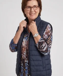 Soyaconcept dames bodywarmer SC-Benete 6 gewatteerd met rits en opstaande kraag in donkerblauw model